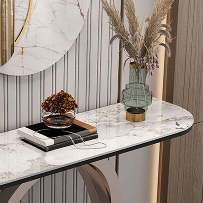 Console a mezza luna di pietra tavolo 1-scaffale 33,46 "tavolo di accento alto per sala