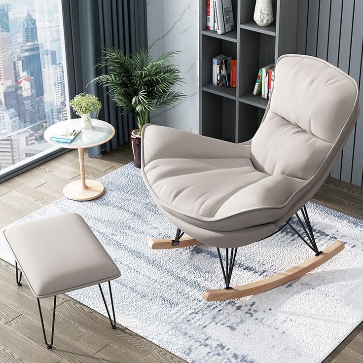 Indoor Leisure Lazy Sofa Chair Modern Style Upholstered Rocking Chair Clearhalo 'Chairs & Seating' 'furn' 'furn_rocking_chairs' 'Furniture' 'Living Room Furniture' 'Rocking Chairs' 'rocking_chairs' 1200x1200_a4ee3d3f-407b-4c1f-8265-181a8c25957d