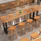Mesa de bar rectangular industrial con altura de barra de madera maciza con base de caballete