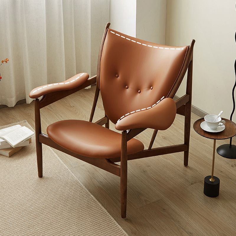 Square Arms Side Chair Genuine Leather Lounge Chair for Living Room Clearhalo 'Accent Chairs' 'accent_chairs' 'Chairs & Seating' 'furn' 'furn_accent_chairs' 'Furniture' 'Living Room Furniture' 1200x1200_a4eece53-28f3-47bc-a334-ce3a29954a73