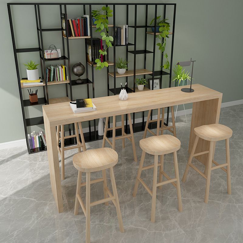 Solid Wood Bar Table with Double Pedestal Modern Rectangle Bistro Table Clearhalo 'Bar Furniture' 'Bar Tables' 'bar_tables' 'furn' 'furn_bar_tables' 'Furniture' 'Kitchen & Dining Furniture' 1200x1200_a4efe55a-7274-42eb-855a-7c544768f73e
