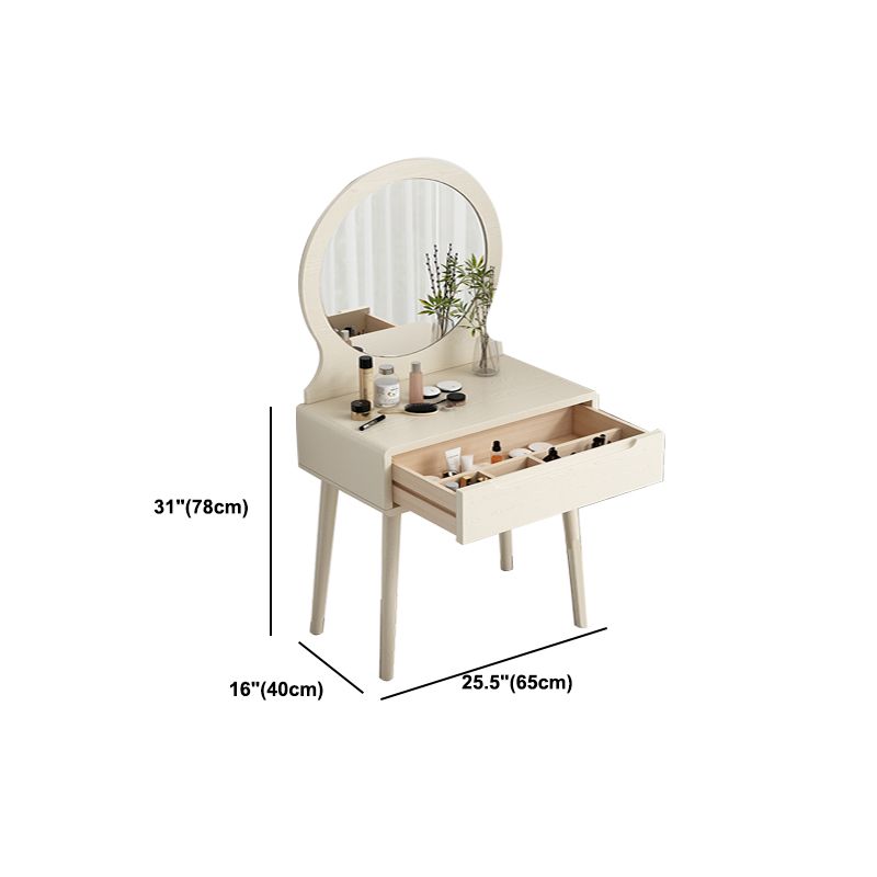 Scandinavisch massief houten dressoir 1-lading ijdelheid tafel met ontlasting en spiegel