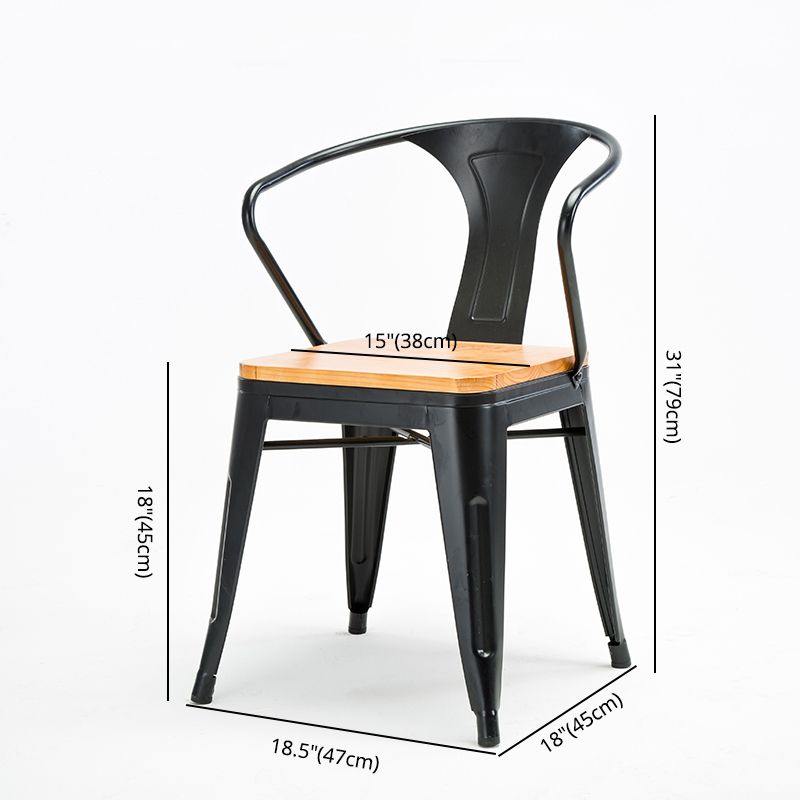 Industrial Dining Arm Chair Slat Back Side Chair with 4 Metal Legs for Home Clearhalo ' kitchen&dining_furn' 'Dining Chairs' 'Dining Tables & Seating' 'dining_chair' 'furn' 'furn_dining_chair' 'Furniture' 'furniture_dining_chair' 'Kitchen & Dining Furniture' 'kitchen' 1200x1200_a4f1a47d-eb16-4fe0-a5ac-e2f768a3de07