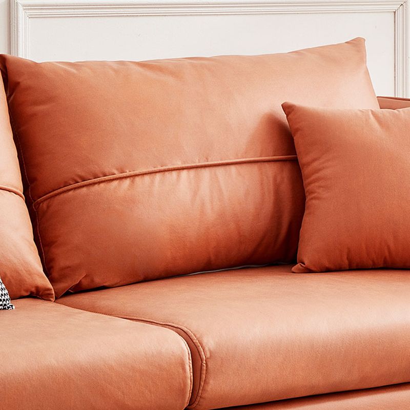 Contemporary Faux Leather Square Arm Sofa Pillow Back Couch with Metal Legs Clearhalo 'Furniture' 'furniture_sofas' 'Living Room Furniture' 'Sofa' 'sofas' 1200x1200_a4f538e7-d22f-4265-9659-22f251a75ac4