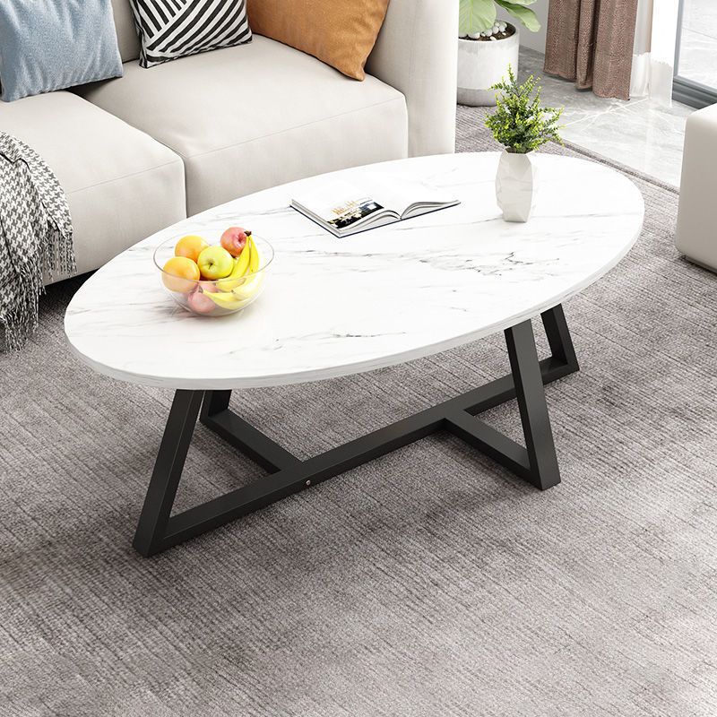 Glass Open Shelf Cocktail Table Oval Minimalist Modern Coffee Table Clearhalo 'Coffee & Accent Tables' 'Coffee Tables' 'coffee_tables' 'furn' 'furn_coffee_tables' 'Furniture' 'Living Room Furniture' 1200x1200_a4f822e0-253f-4267-9949-07028c979850