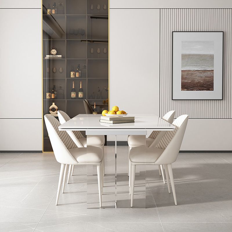 Extendable Dining Table Set 1/4/5/7 Pieces with Acrylic Base Kitchen Furniture Set Clearhalo 'Dining Room Sets' 'Dining Tables & Seating' 'dining_room_set' 'furn' 'furn_dining_room_set' 'Furniture' 'Kitchen & Dining Furniture' 1200x1200_a4f8740c-59c9-48ab-aed2-ea22fa327b5b