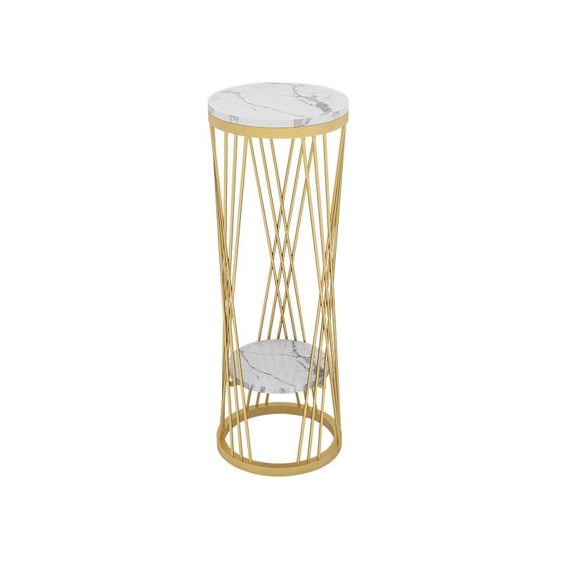 Glam Marble Round Side Table Dia 11.8" Metal Frame End Table with Storage Shelf Clearhalo 'Coffee & Accent Tables' 'End & Side Tables' 'end_side_tables' 'furn' 'furn_end_side_tables' 'Furniture' 'Living Room Furniture' 1200x1200_a4f90f8b-0b24-4ab6-90c8-7291afcecc87