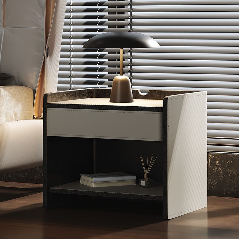 1-Drawer Nightstand 16.5" W Leather Open Storage Night Table for Bedroom Clearhalo 'Bedroom Furniture' 'furn' 'furn_night_stand' 'Furniture' 'night_stand' 'Nightstands' 1200x1200_a4fa14a1-e17d-443e-8812-d711a44e19bb