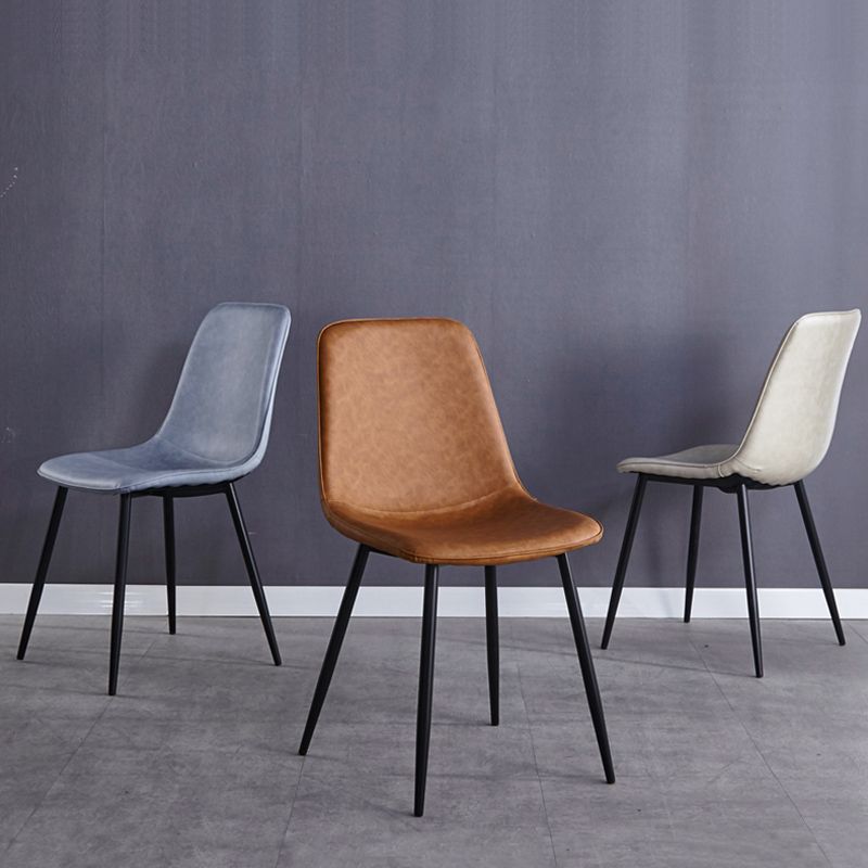 Modern Style Faux Leather Chairs Solid Back Dining Armless Chair for Home Use Clearhalo ' kitchen&dining_furn' 'Dining Chairs' 'Dining Tables & Seating' 'dining_chair' 'furn' 'furn_dining_chair' 'Furniture' 'furniture_dining_chair' 'Kitchen & Dining Furniture' 'kitchen' 1200x1200_a4fa829f-180d-4846-8914-82fe84732bcd