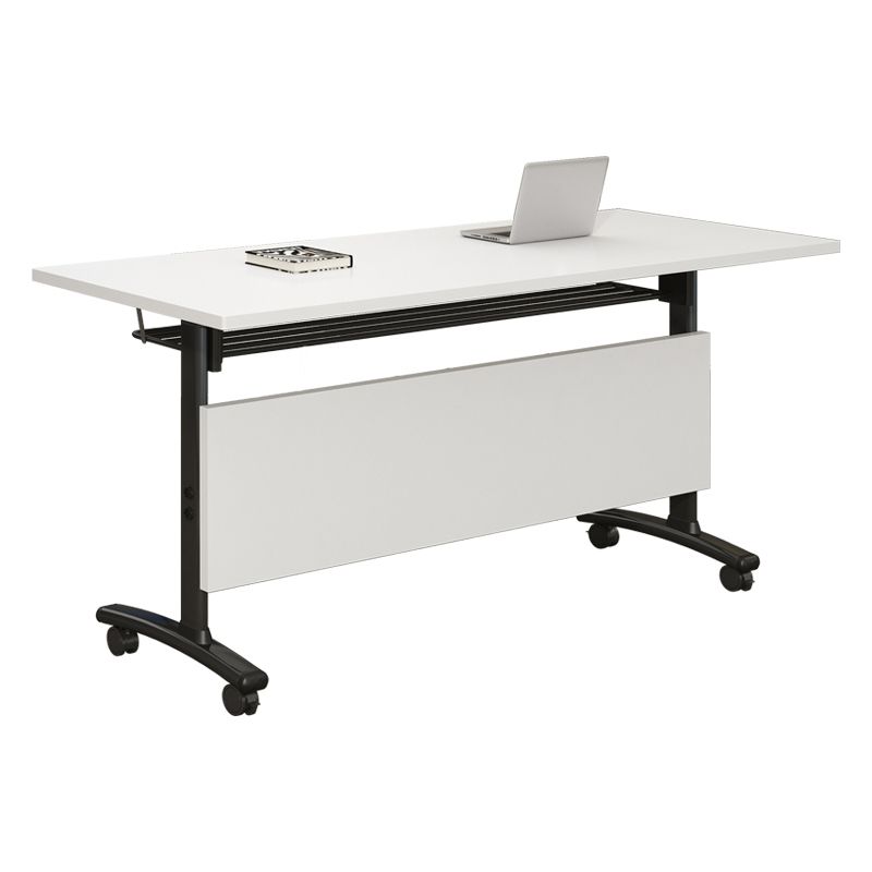 Rectangular Writing Desk Metal Base with Caster Wheel Desk for Office Clearhalo 'Furniture' 'furniture_office_desk' 'Office Desks' 'Office Furniture' 'office_desk' 1200x1200_a4fd6385-ff2e-4f40-9188-10fd2d51473b