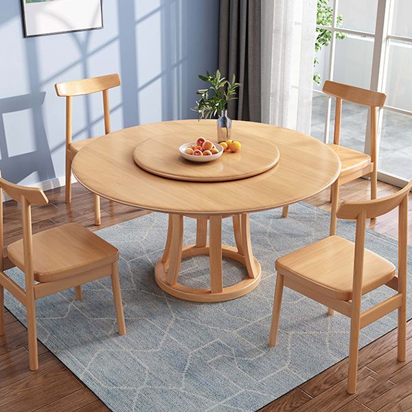 Round Table Solid Wood Table with Turntable for Home and Kitchen Clearhalo 'Dining Tables & Seating' 'Dining Tables' 'dining_table' 'furn' 'furn_dining_table' 'Furniture' 'Kitchen & Dining Furniture' 1200x1200_a4fdc20a-38a7-4c6d-af3b-247af9d3f717