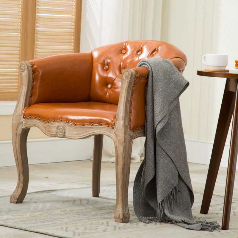 Farmhouse Brasserie Upholstered Arm Chair Matte Finish Solid Back Dining Chair Clearhalo ' kitchen&dining_furn' 'Dining Chairs' 'Dining Tables & Seating' 'dining_chair' 'Furniture' 'furniture_dining_chair' 'Kitchen & Dining Furniture' 'kitchen' 1200x1200_a4fe783c-e250-4594-bb66-3b55e9e95352