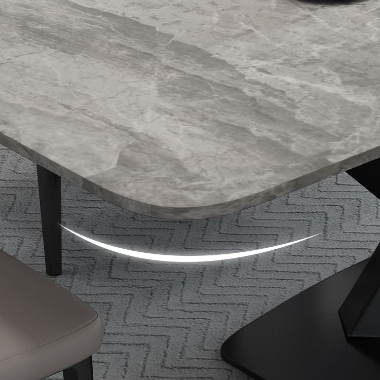 Luxury Style Sintered Stone Table Black Single Pedestal Base Rectangle Table for Home Clearhalo ' dining_table' 'Dining Tables & Seating' 'Dining Tables' 'furn' 'furn_dining_table' 'Furniture' 'furniture_dining_table' 'Kitchen & Dining Furniture' 'kitchen&dining_furn' 'kitchen' 'kitchen_dining_table' 1200x1200_a4ff59e5-8740-4b22-ab58-7692c593bb99