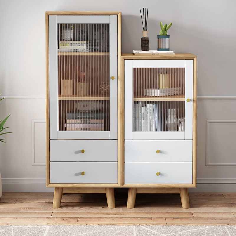 Rubberwood glazen deur accentkast 2 - lade 19,7 "W zijkast