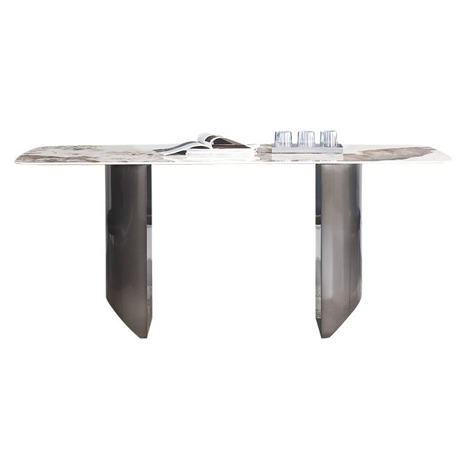 Rectangular Dining Table Modern Stone Top Dining Table with Double Pedestal Clearhalo ' dining_table' 'Dining Tables & Seating' 'Dining Tables' 'furn' 'furn_dining_table' 'Furniture' 'furniture_dining_table' 'Kitchen & Dining Furniture' 'kitchen&dining_furn' 'kitchen' 'kitchen_dining_table' 1200x1200_a5009561-821c-400c-b8a3-9d93c5f6c4bb