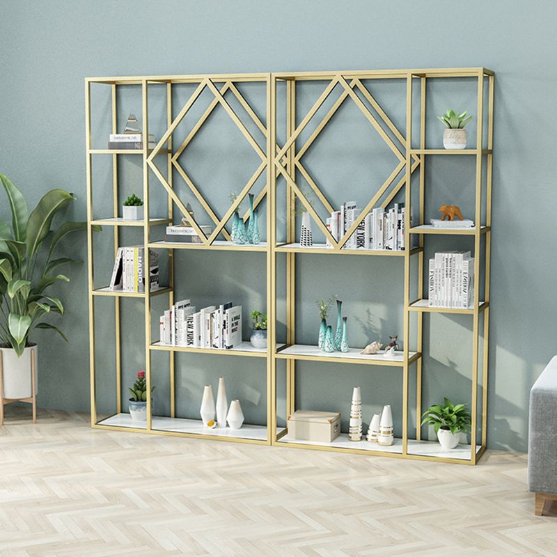 Modern Bookcase Gold Metal Open Back Shelf Bookcase with Shelves for Living Room Clearhalo 'Bookcases' 'furn' 'furn_bookcases' 'Furniture' 'Office Furniture' 1200x1200_a50096a2-023e-4066-95c9-db318e63f8e9