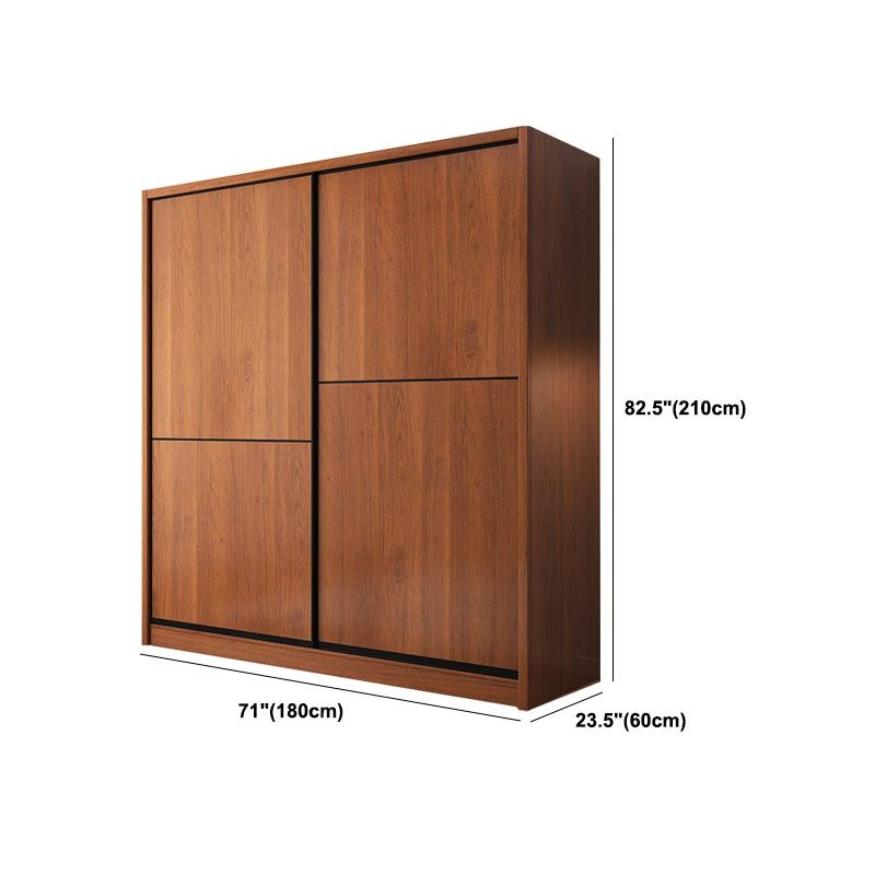 Brown Manufactured Wood Wardrobe Traditional Cabinet with Sliding Doors Clearhalo 'Armoires & Wardrobes' 'armoires_wardrobes' 'Bedroom Furniture' 'furn' 'furn_armoires_wardrobes' 'Furniture' 1200x1200_a5010cc3-a11e-4c5f-bce9-c5b075a6ff20