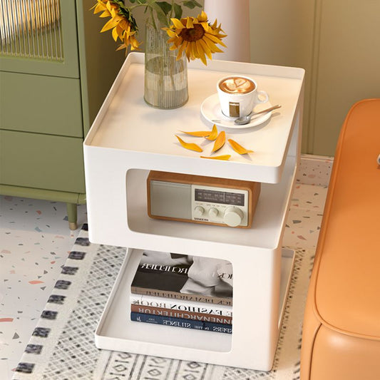 Tavolino laterale di accento modernistico Accento Squadra a doppio livello con deposito