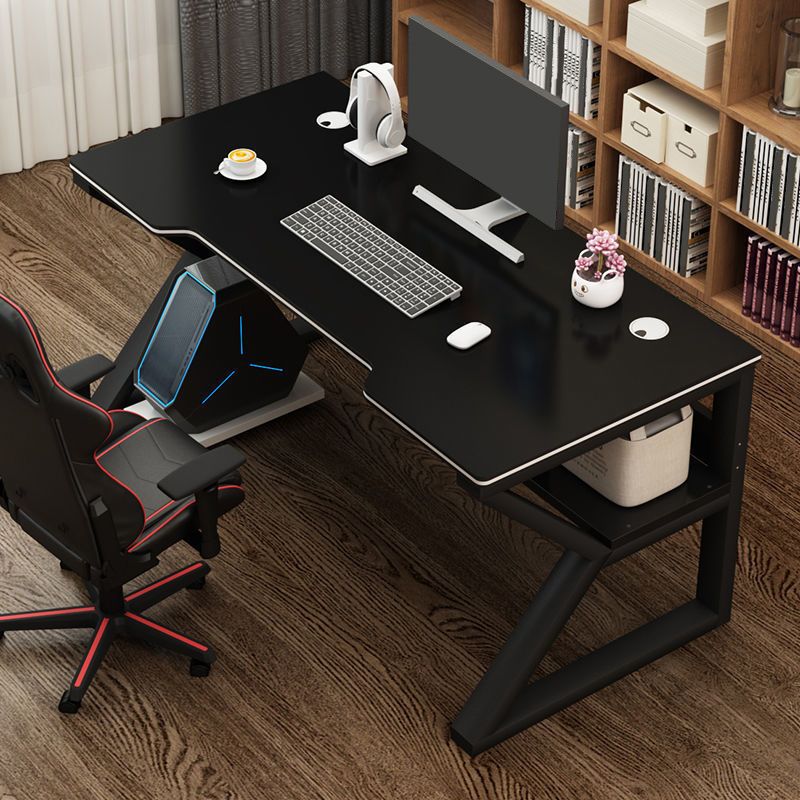 Contemporary Wooden Office Desk Antique Finish Gaming Desk with Metal Legs Clearhalo 'furn' 'furn_office_desk' 'Furniture' 'Office Desks' 'Office Furniture' 'office_desk' 1200x1200_a5062589-b565-4bb9-8f24-064ebcca6bfc