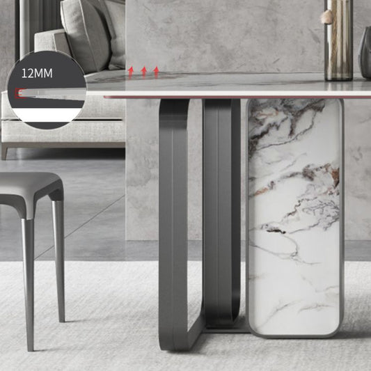 モダンなスタイルの長方形の焼結石テーブルセット1/3/4/5ピースダイニングセット