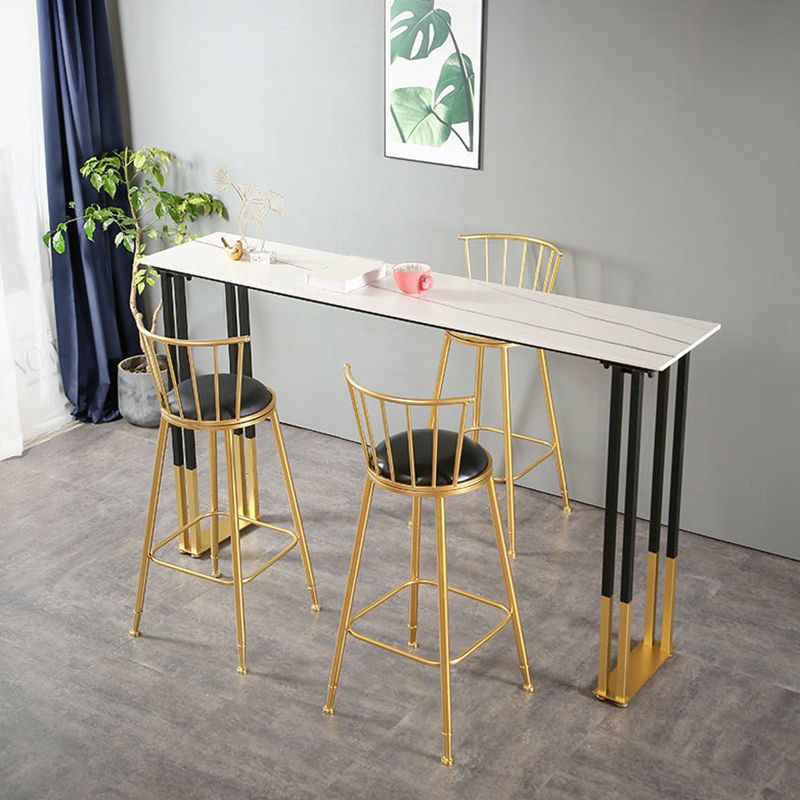 Glam Bartafel van gesinterd steen Metalen basis Bartafel voor keukenwoonkamer