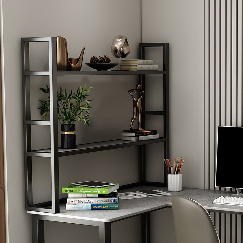 Scrivania per uffici a forma di L in stile moderno Sinterita scritta in pietra senza scaffale