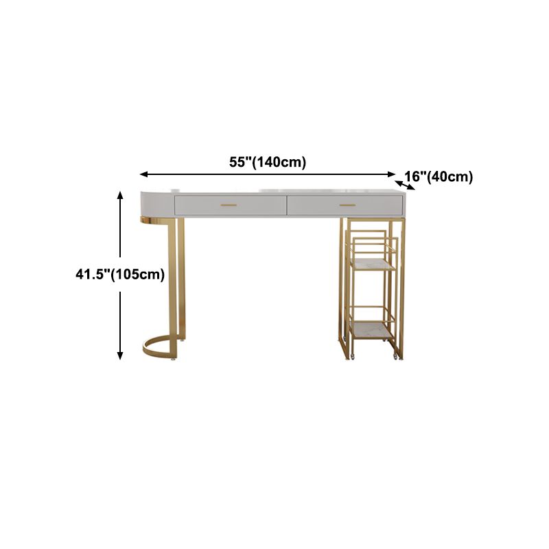 Glam Gold Iron Bar Table White Specialty Top 41.3"H Bistro Table with Storage Clearhalo 'Bar Furniture' 'Bar Tables' 'bar_tables' 'furn' 'furn_bar_tables' 'Furniture' 'furniture_bar_tables' 'Kitchen & Dining Furniture' 1200x1200_a5079c79-6e41-4108-a7e2-6fdd4576b037