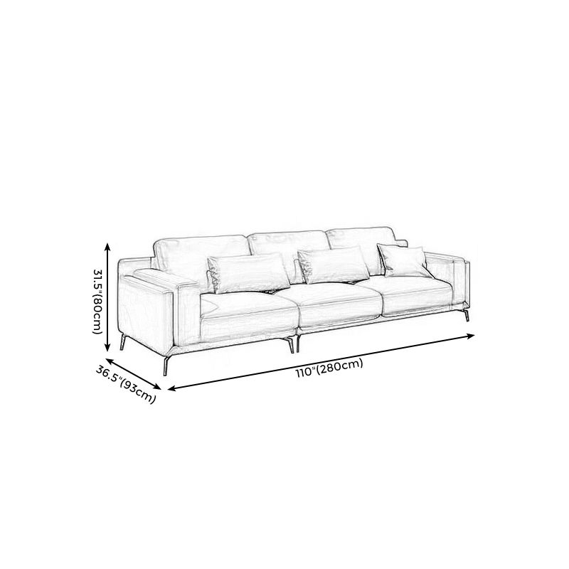 Square Arm Grey Pillowed Back Cushions Splayed Wooden Legs Sofa Clearhalo 'furn' 'furn_sectionals' 'Furniture' 'furniture_sectionals' 'kitchen' 'kitchen_sectionals' 'Living Room Furniture' 'Sectionals' 1200x1200_a509658c-01cf-4b16-a14e-2fcc140fc146