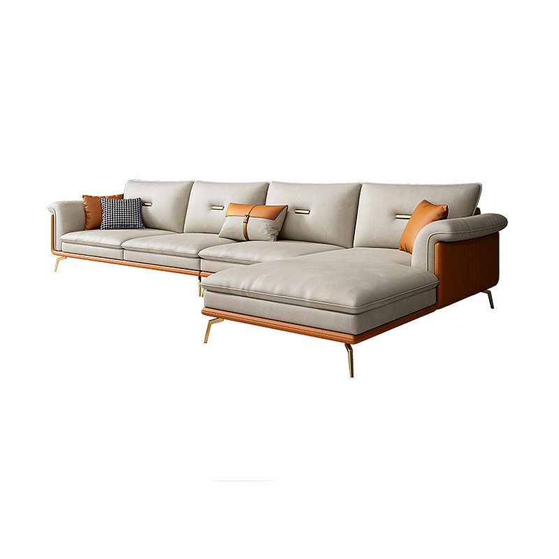 Faux leather Removable Cushions Pillow Top Arm Sofa and Sectional with Slipcovere Clearhalo 'furn' 'furn_sectionals' 'Furniture' 'furniture_sectionals' 'kitchen' 'kitchen_sectionals' 'Living Room Furniture' 'Sectionals' 1200x1200_a509acfb-b7c5-420b-859a-8a5cc7b2e50f
