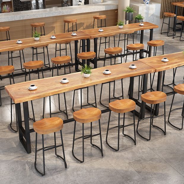Industrial Bar Dining Table Pine Wood Bar Table with Trestle Base Clearhalo 'Bar Furniture' 'Bar Tables' 'bar_tables' 'Furniture' 'furniture_bar_tables' 'Kitchen & Dining Furniture' 1200x1200_a50a2313-7bd6-445b-9be2-11ca515ccb0f