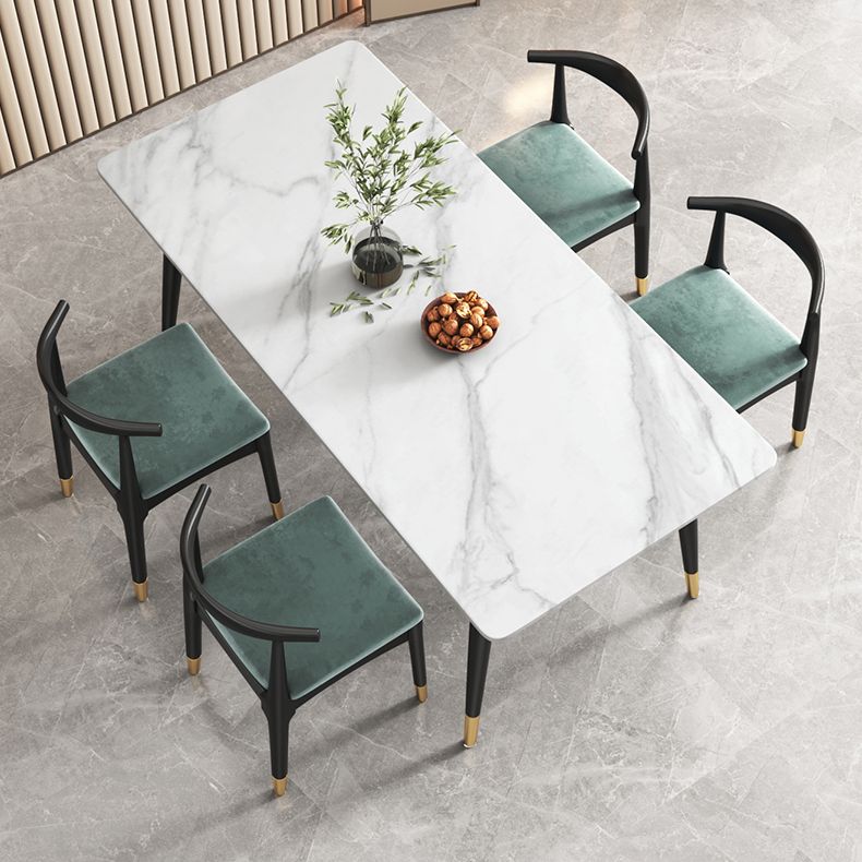 Sintered Stone White Dining Table Glam Style 4 Legs Table for Dining Room Clearhalo ' dining_table' 'Dining Tables & Seating' 'Dining Tables' 'furn' 'furn_dining_table' 'Furniture' 'furniture_dining_table' 'Kitchen & Dining Furniture' 'kitchen&dining_furn' 'kitchen' 'kitchen_dining_table' 1200x1200_a50a70eb-4aa5-4403-9449-c415a2a3e6ac