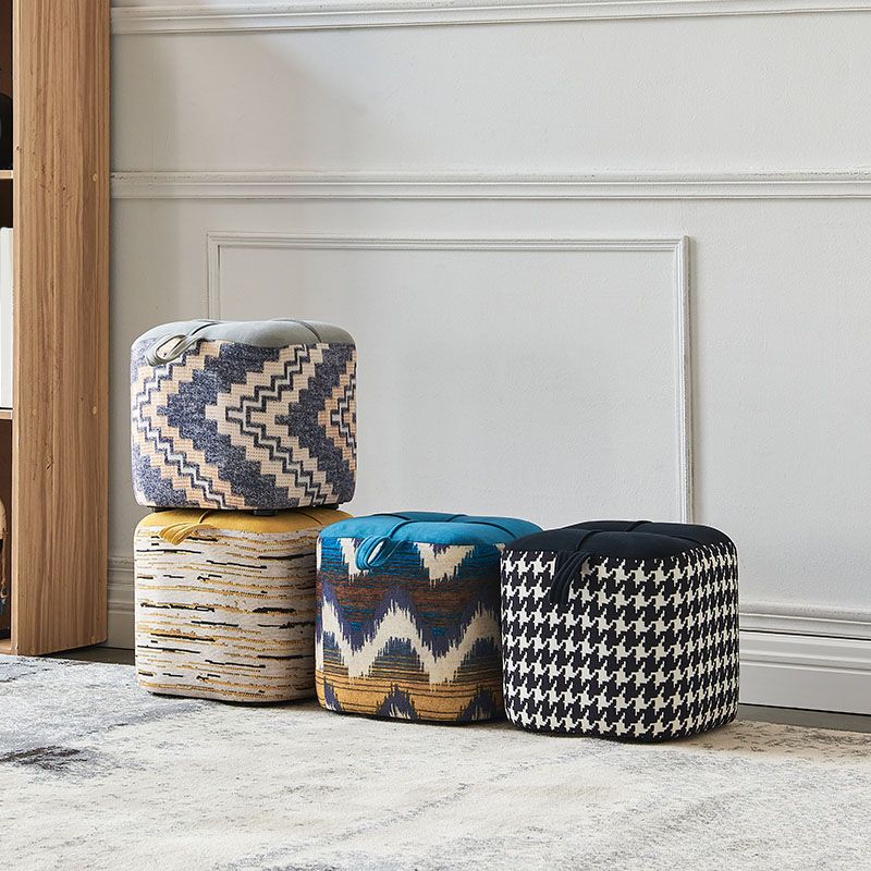 Color Block Fabric Standard Stool Modern Simple Upholstered Ottoman Clearhalo 'furn' 'furn_ottomans_poufs' 'Furniture' 'Living Room Furniture' 'Ottomans & Poufs' 'ottomans_poufs' 1200x1200_a50b3273-2652-404e-bbec-5c3189b764a4