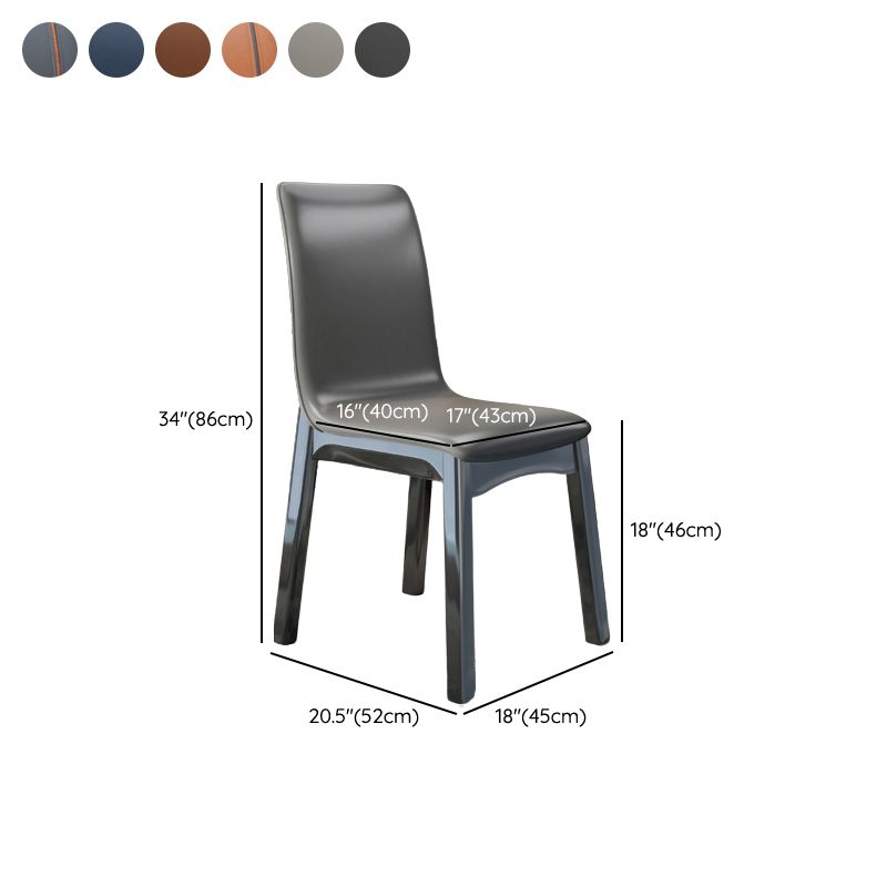 Glam -stijl lederen Parsons rug houten benen eetkamerstoel