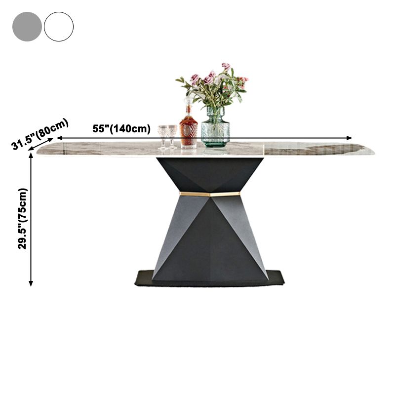 Metal Traditional Luxury Rectangular Table Sintered Stone Dining Table with Pedestal Base Clearhalo ' dining_table' 'Dining Tables & Seating' 'Dining Tables' 'furn' 'furn_dining_table' 'Furniture' 'furniture_dining_table' 'Kitchen & Dining Furniture' 'kitchen&dining_furn' 'kitchen' 'kitchen_dining_table' 1200x1200_a50c973f-7e66-4a94-bd83-f16494c0c3e6