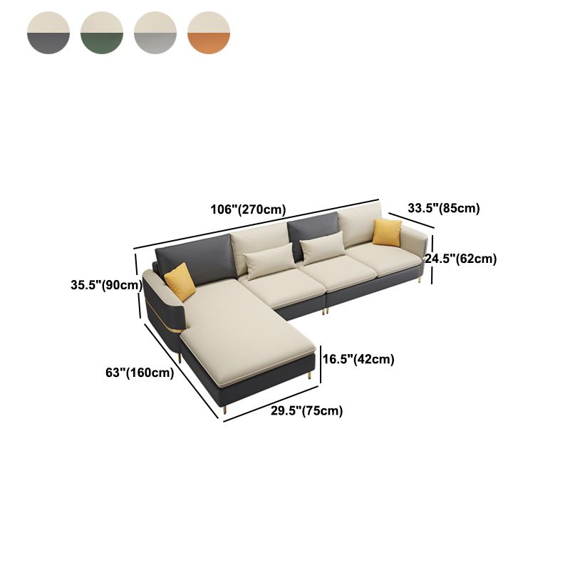 35.4"H Modern Square Arm Faux Leather Sofa& Chaise for Living Room Clearhalo 'furn' 'furn_sectionals' 'Furniture' 'Living Room Furniture' 'Sectionals' 1200x1200_a50d640f-29b3-446e-91a3-15246f4b2682