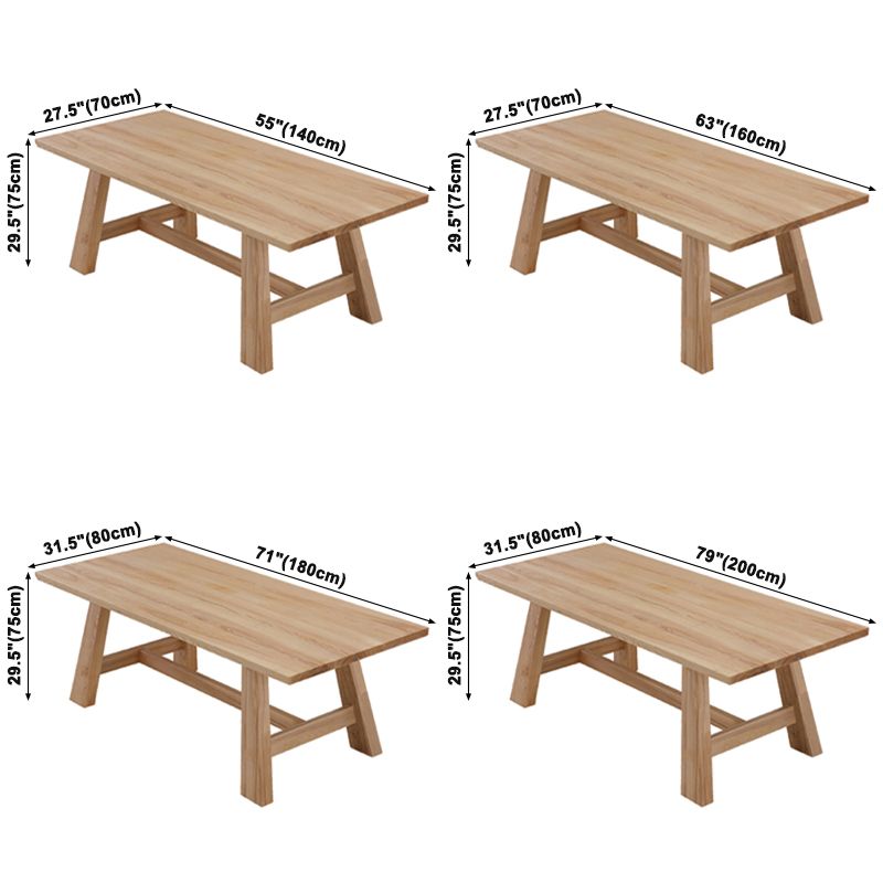 Modern Solid Wood Kitchen Dining Table Khaki Rectangle Shape Dining Table with Trestle Base Clearhalo ' dining_table' 'Dining Tables & Seating' 'Dining Tables' 'furn' 'furn_dining_table' 'Furniture' 'furniture_dining_table' 'Kitchen & Dining Furniture' 'kitchen&dining_furn' 'kitchen' 'kitchen_dining_table' 1200x1200_a50eb987-f73d-4fd4-9642-458baaf4af96