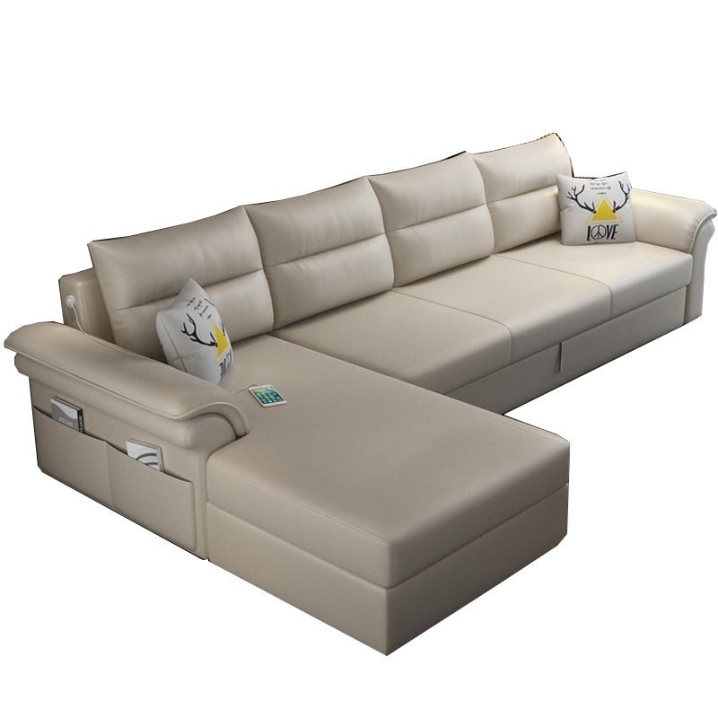 Cushion Back Storage Stain-Resistant Manual Reclining Faux Leather Sectional Sofa Set Clearhalo 'Furniture' 'furniture_sectionals' 'Living Room Furniture' 'Sectionals' 1200x1200_a510dd4a-f30b-40cf-9231-c48558d2f8c9