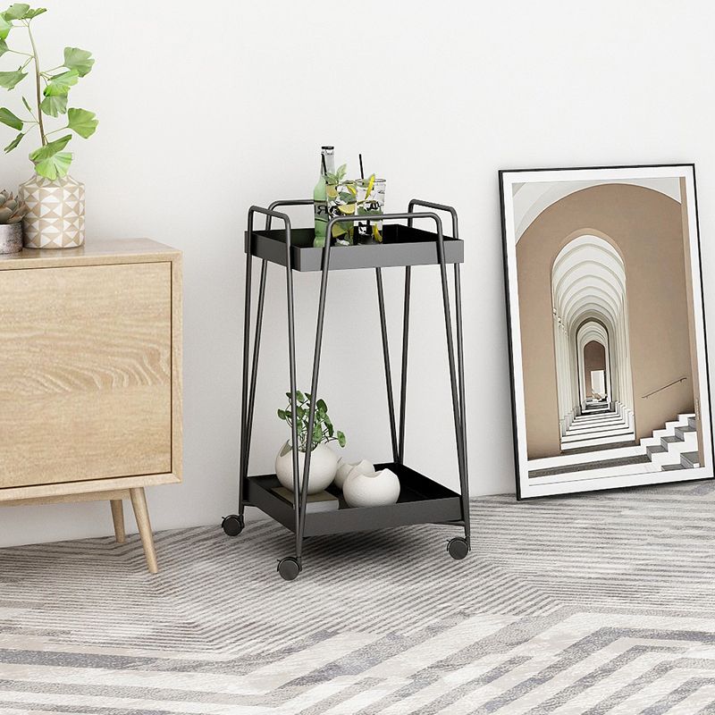 Mesa de esquina cuadrada de mediados de siglo Bandeja de metal de la bandeja de metal Topil final con almacenamiento