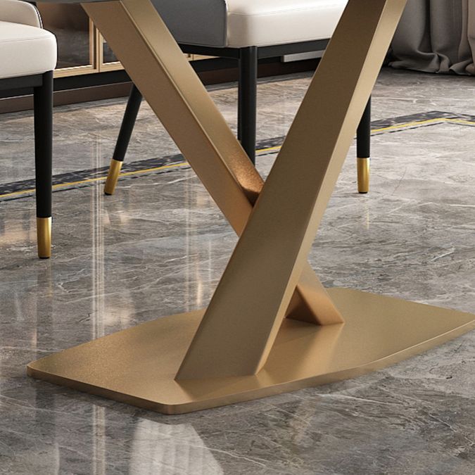 Glam Sintered Stone Top Dining Table White Rectangle Shape Dining Table with Pedestal Base Clearhalo ' dining_table' 'Dining Tables & Seating' 'Dining Tables' 'furn' 'furn_dining_table' 'Furniture' 'furniture_dining_table' 'Kitchen & Dining Furniture' 'kitchen&dining_furn' 'kitchen' 'kitchen_dining_table' 1200x1200_a513815e-1af4-407c-9a74-7a445dbbb172