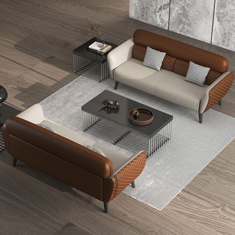 Faux Leather Square Arm Sofa Foam Filled Sewn Pillow Back Sofa for Living Room Clearhalo 'furn' 'furn_sofas' 'Furniture' 'furniture_sofas' 'kitchen' 'kitchen_sofas' 'Living Room Furniture' 'Sofa' 'sofas' 1200x1200_a5138cc7-8180-4a23-b6aa-88c0df48be05