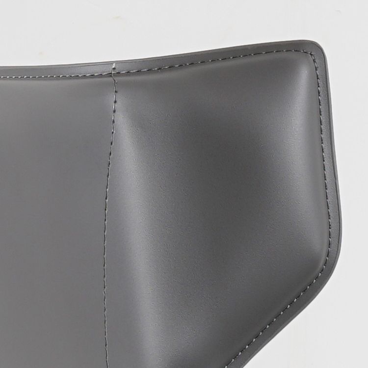 Silla de comedor de cuero y metal sin brazo de forma sintética contemporánea