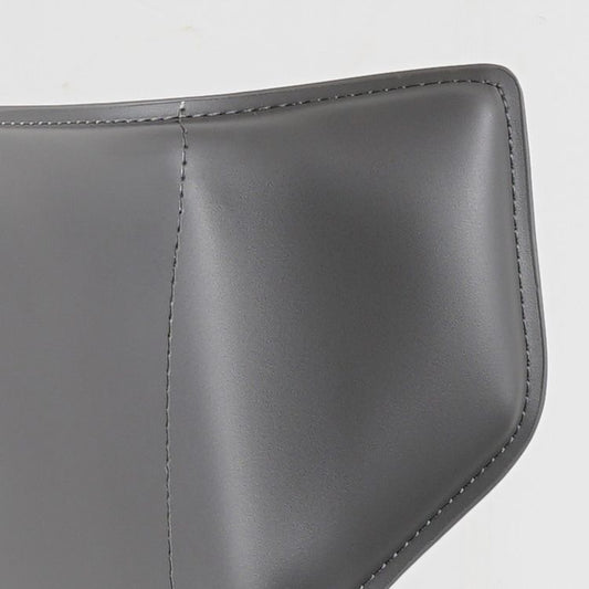 Silla de comedor de cuero y metal sin brazo de forma sintética contemporánea