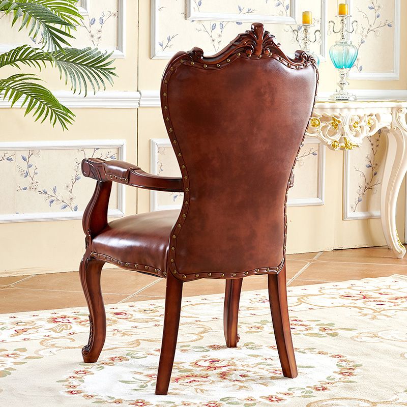 Victorian Dining Arm Chair Solid Back Side Chair with Wood Legs for Home Use Clearhalo ' kitchen&dining_furn' 'Dining Chairs' 'Dining Tables & Seating' 'dining_chair' 'furn' 'furn_dining_chair' 'Furniture' 'furniture_dining_chair' 'Kitchen & Dining Furniture' 'kitchen' 1200x1200_a516b955-54a1-4780-b914-89d38692e9cf