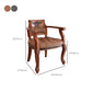 Rustikaler Essstuhl Leder Massivholz Armstuhl für Zuhause