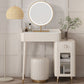 White Stone Top Vanity Makeup Table Modern 15.75" D Vanity Table with Storage