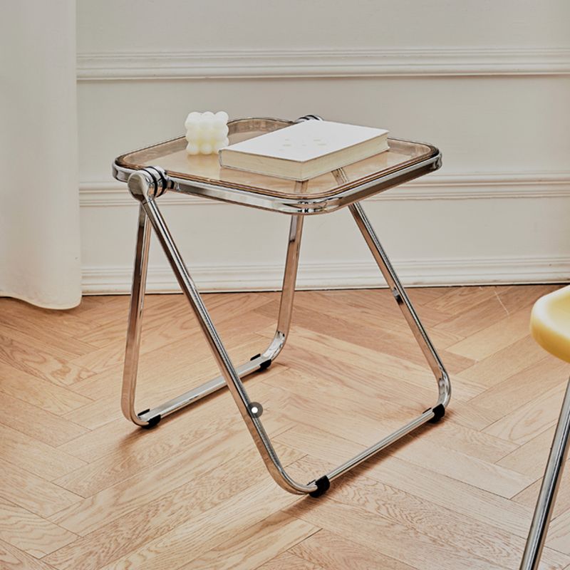 Contemporary Metal X-base End Slide Table Rectangular Side Table Clearhalo 'Coffee & Accent Tables' 'End & Side Tables' 'end_side_tables' 'furn' 'furn_end_side_tables' 'Furniture' 'Living Room Furniture' 1200x1200_a518765b-1784-448a-8706-f8a84e985bc3
