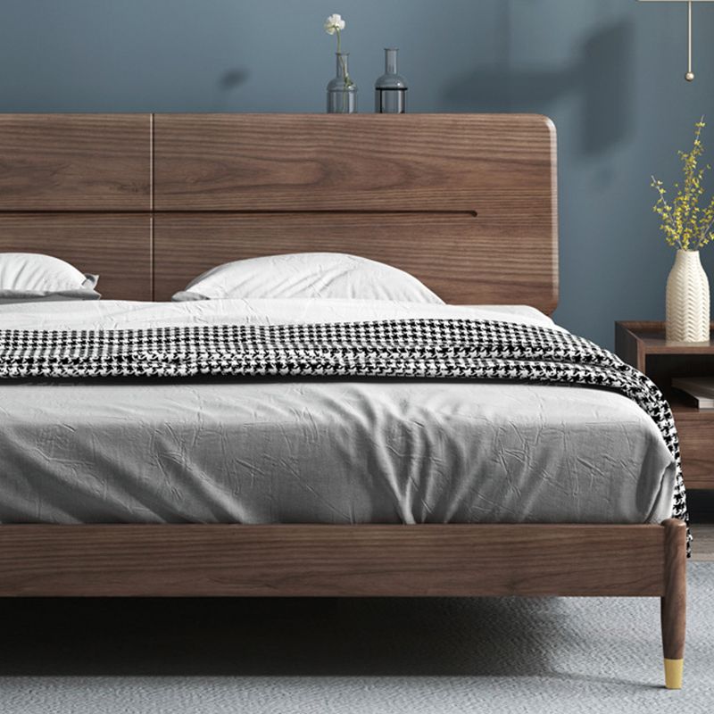 Mid-Century Modern Solid Wood Bed with Rectangular Headboard Bed Frame Clearhalo 'Bedroom Furniture' 'Beds' 'furn' 'furn_beds' 'Furniture' 1200x1200_a5199d20-ade8-4d30-92ba-3c63cd7ba9a5