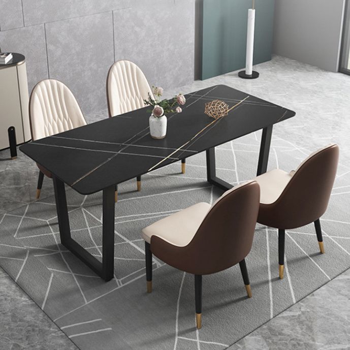 Moderne 1/5 stukken Dinerset rechthoekige stenen eettafel ingesteld voor woonkamer