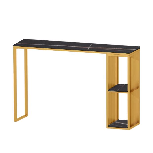 Table de bar à cocktail contemporaine en pierre avec table de comptoir rectangulaire de rangement