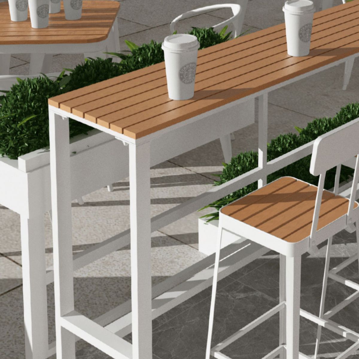 Table de table de bar en bois artificiel industriel 1/5 pièces comptoir table avec tabourets blancs